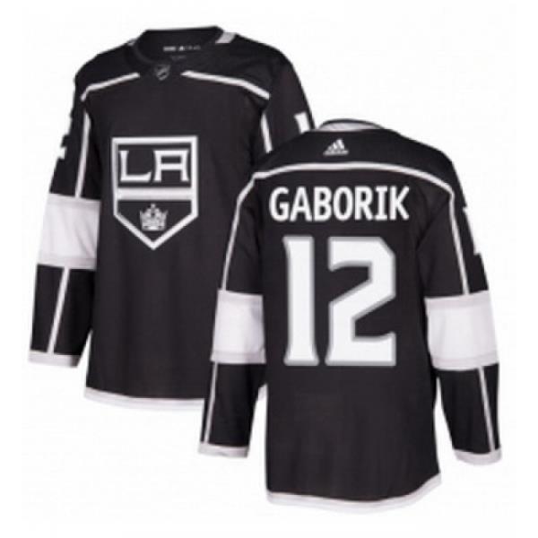 Youth Adidas Los Angeles Kings 12 Marian Gaborik Authentic Black Home NHL Jersey