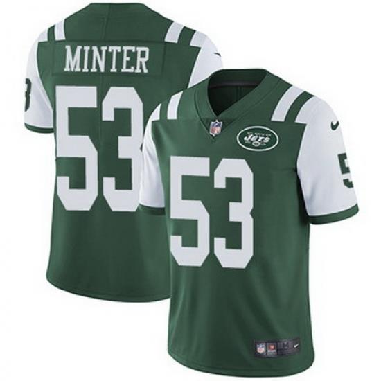 Nike Jets #53 Kevin Minter Green Team Color Mens Stitched NFL Vapor Untouchable Limited Jersey