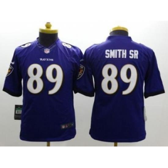 Youth Nike Ravens #89 Steve Smith Sr Purple Team Color Stitched NFL New Limited Jersey
