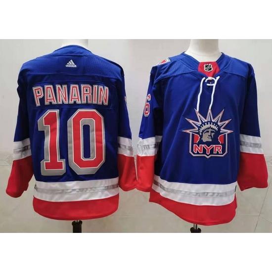 Men New York Rangers 10 Artemi Panarin Light Blue 2021 Retro Stitched NHL Jersey