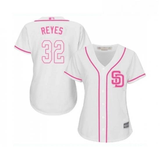 Womens San Diego Padres 32 Franmil Reyes Replica White Fashion Cool Base Baseball Jersey