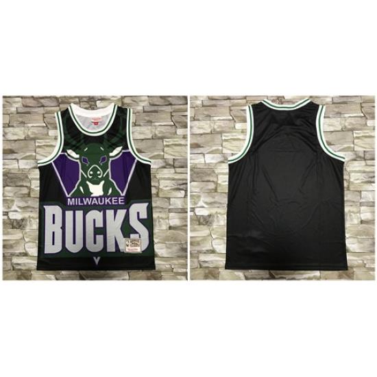 Bucks Big Face Black Hardwood Classics Swingman Jersey