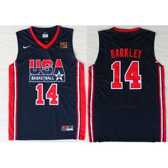 1992 Olympics Team USA 14 Charles Barkley Navy Blue Swingman Jersey