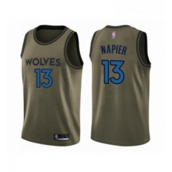 Youth Minnesota Timberwolves 13 Shabazz Napier Swingman Green Salute to Service Basketball Jersey