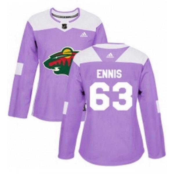 Womens Adidas Minnesota Wild 63 Tyler Ennis Authentic Purple Fights Cancer Practice NHL Jersey