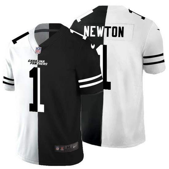 Carolina Panthers 1 Cam Newton Men Black V White Peace Split Nike Vapor Untouchable Limited NFL Jersey