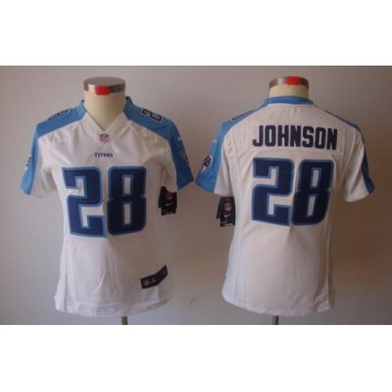 Women NFL Tennessee Titans #28 Chris Johnson White Color[NIKE LIMITED Jersey]