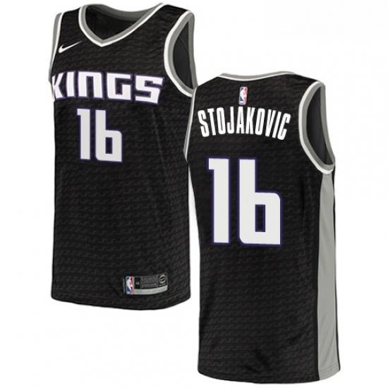 Mens Nike Sacramento Kings 16 Peja Stojakovic Swingman Black NBA Jersey Statement Edition