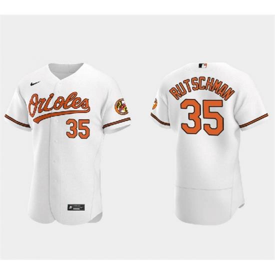 Men Baltimore Orioles 35 Adley Rutschman White Flex Base Stitched Baseball Jersey