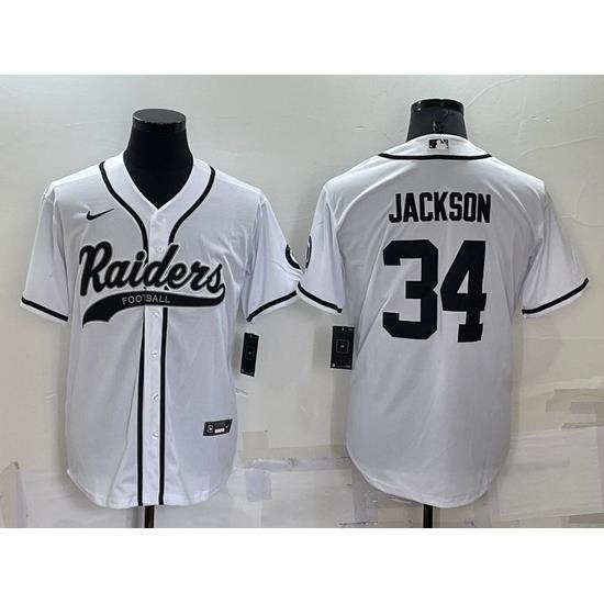 Men Las Vegas Raiders 34 Bo Jackson White Cool Base Stitched Baseball Jersey