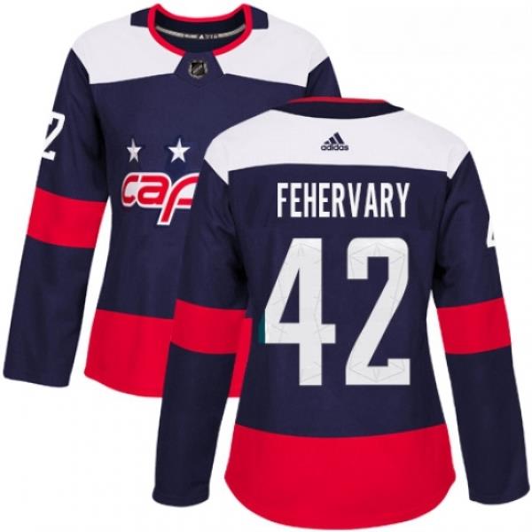 Womens Adidas Washington Capitals 42 Martin Fehervary Authentic Navy Blue 2018 Stadium Series NHL Jersey