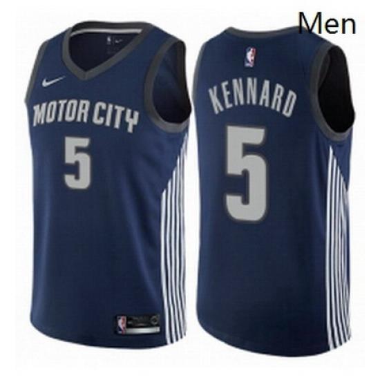 Mens Nike Detroit Pistons 5 Luke Kennard Swingman Navy Blue NBA Jersey City Edition