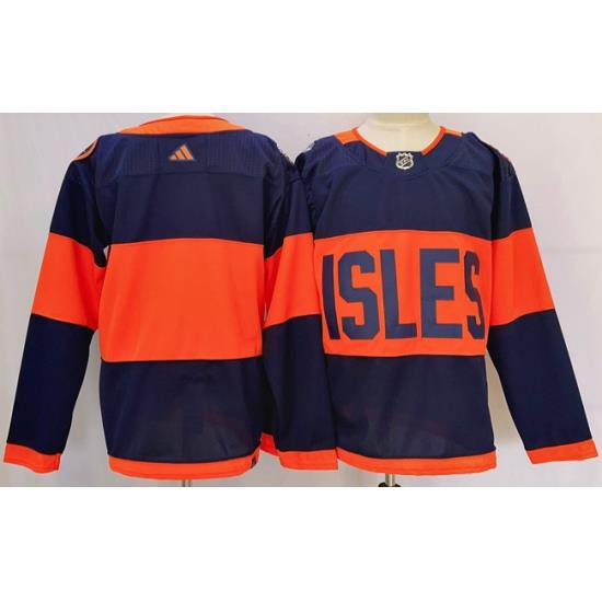 Men New York Islanders Blank Navy 2024 With Stadium Series Patch Stitched Jersey