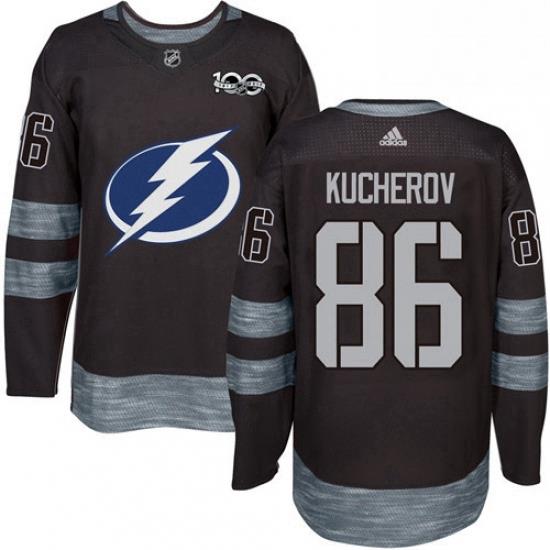 Mens Adidas Tampa Bay Lightning 86 Nikita Kucherov Authentic Black 1917 2017 100th Anniversary NHL Jersey