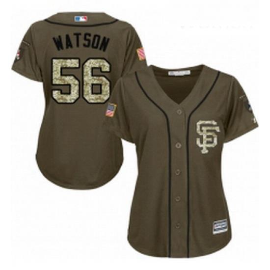 Womens Majestic San Francisco Giants 56 Tony Watson Authentic Green Salute to Service MLB Jersey