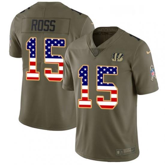 Youth Nike Cincinnati Bengals 15 John Ross Limited OliveUSA Flag 2017 Salute to Service NFL Jersey