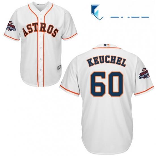Youth Majestic Houston Astros 60 Dallas Keuchel Replica White Home 2017 World Series Champions Cool Base MLB Jersey