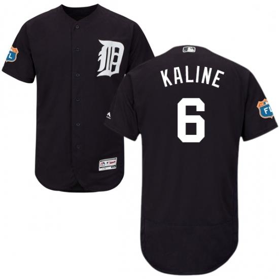 Mens Majestic Detroit Tigers 6 Al Kaline Navy Blue Alternate Flex Base Authentic Collection MLB Jersey