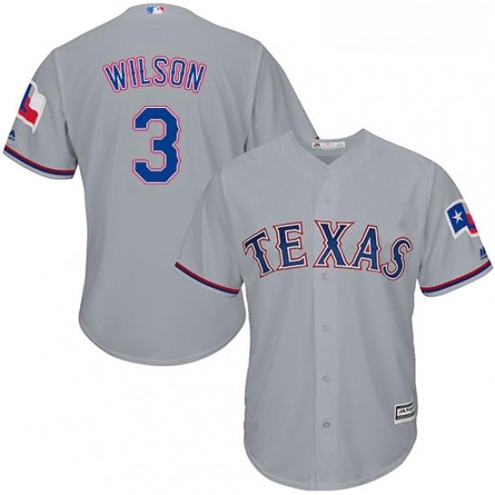 Youth Majestic Texas Rangers 3 Russell Wilson Authentic Grey Road Cool Base MLB Jersey