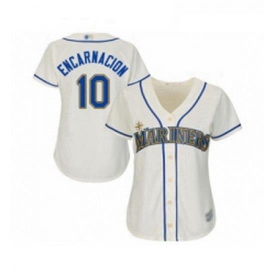 Womens Seattle Mariners 10 Edwin Encarnacion Replica Cream Alternate Cool Base Baseball Jersey