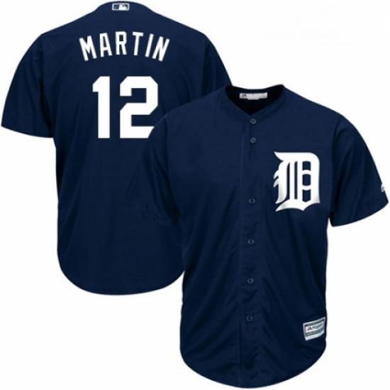 Youth Majestic Detroit Tigers 12 Leonys Martin Authentic Navy Blue Alternate Cool Base MLB Jersey
