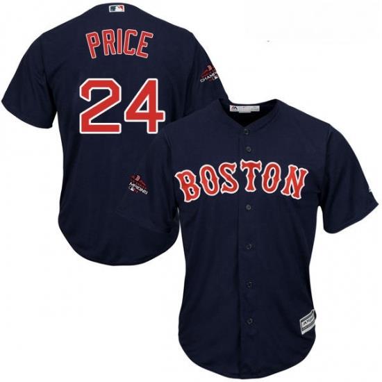 Youth Majestic Boston Red Sox 24 David Price Authentic Navy Blue Alternate Road Cool Base 2018 World Series Champions MLB Jersey