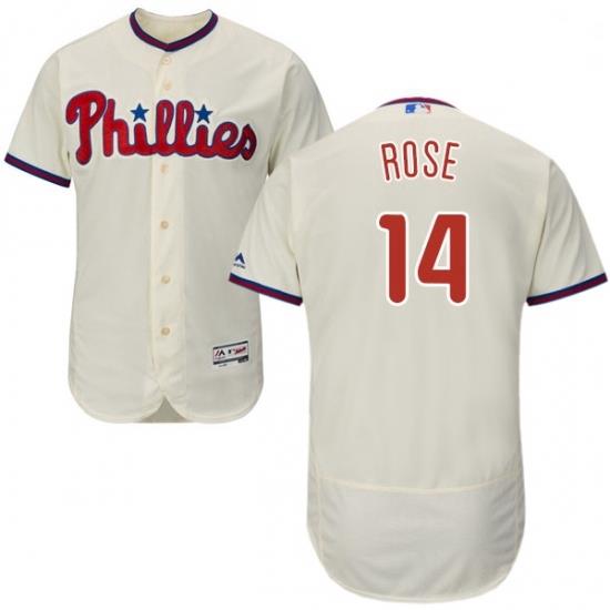Mens Majestic Philadelphia Phillies 14 Pete Rose Cream Alternate Flex Base Authentic Collection MLB Jersey