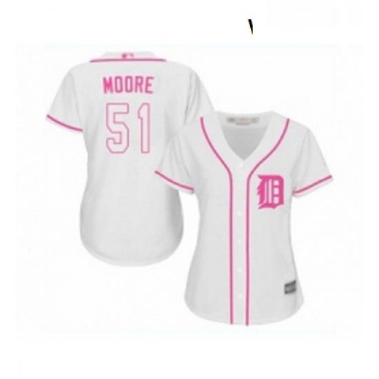 Womens Detroit Tigers 51 Matt Moore Replica White Fashion Cool Base Baseball Jersey