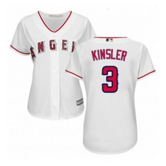 Womens Majestic Los Angeles Angels of Anaheim 3 Ian Kinsler Replica White Home Cool Base MLB Jersey