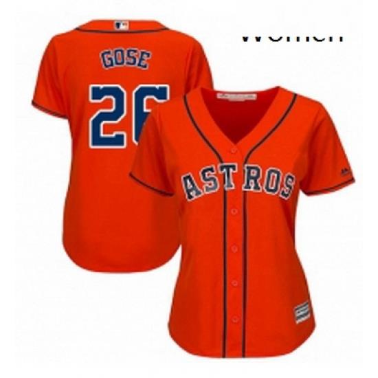 Womens Majestic Houston Astros 26 Anthony Gose Replica Orange Alternate Cool Base MLB Jersey