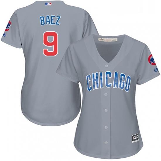 Womens Majestic Chicago Cubs 9 Javier Baez Authentic Grey Road MLB Jersey