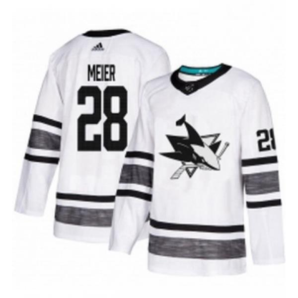 Mens Adidas San Jose Sharks 28 Timo Meier White 2019 All Star Game Parley Authentic Stitched NHL Jersey