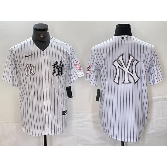 Men NeW York Yankees White Team Big Logo Cool Base Stitched Baseball Jersey 21