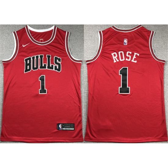 Men Chicago Bulls 1 Derrick Rose Red Stitched Basketball Jersey