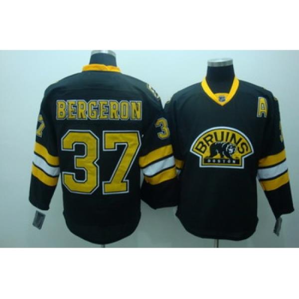 Boston Bruins 37 Patrice Bergeron Black Jerseys With A Patch