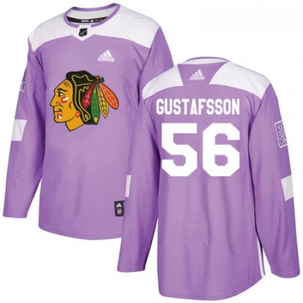 Youth Adidas Chicago Blackhawks 56 Erik Gustafsson Authentic Purple Fights Cancer Practice NHL Jersey