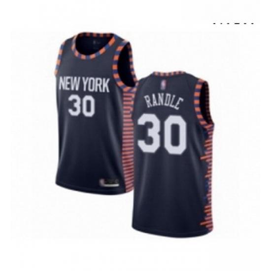 Mens New York Knicks 30 Julius Randle Authentic Navy Blue Basketball Jersey 2018 19 City Edition