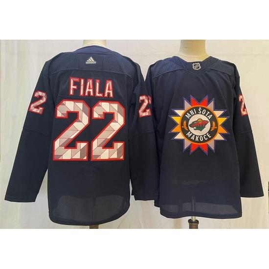 Men Minnesota Wild 22 Kevin Fiala Navy 2022 Adidas jersey