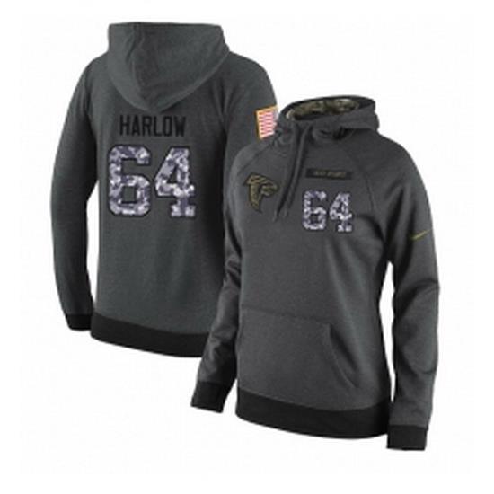 NFL Womens Nike Atlanta Falcons 64 Sean Harlow Stitched Black Anthracite Salute to Service Player Performance Hoodie