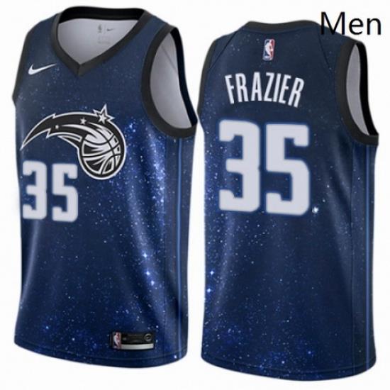 Mens Nike Orlando Magic 35 Melvin Frazier Swingman Blue NBA Jersey City Edition