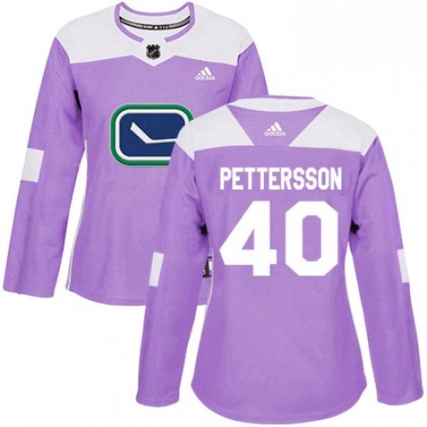 Womens Adidas Vancouver Canucks 40 Elias Pettersson Purple Authentic Fights Cancer Stitched NHL Jersey