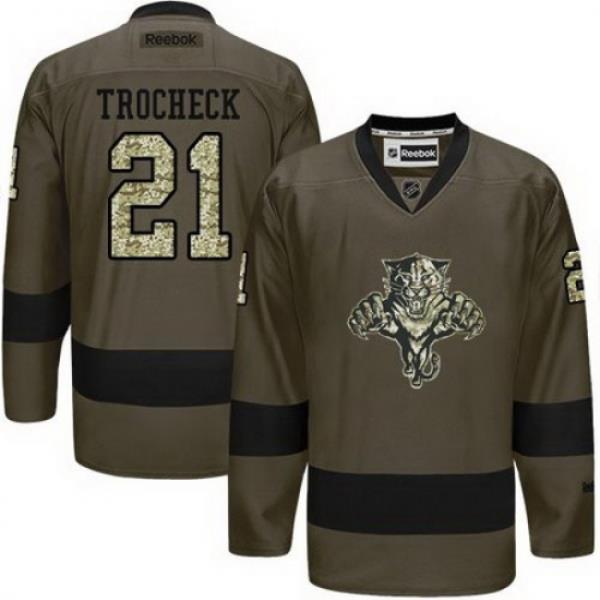 Panthers #21 Vincent Trocheck Green Salute to Service Stitched NHL Jersey