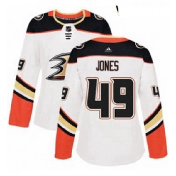 Womens Adidas Anaheim Ducks 49 Max Jones Authentic White Away NHL Jersey