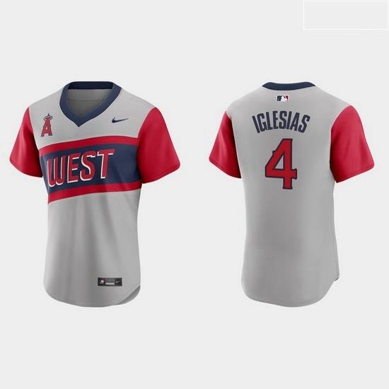 Men Los Angeles Angels 4 Jose Iglesias Men Nike Gray 2021 Little League Classic Authentic MLB Jersey