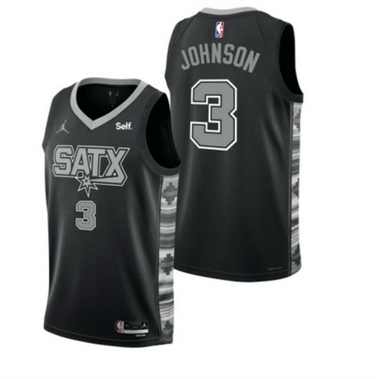 Men San Antonio Spurs 3 Keldon Johnson Black 2022 23 Statement Edition Stitched Basketball Jersey