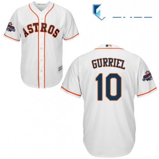 Youth Majestic Houston Astros 10 Yuli Gurriel Replica White Home 2017 World Series Champions Cool Base MLB Jersey