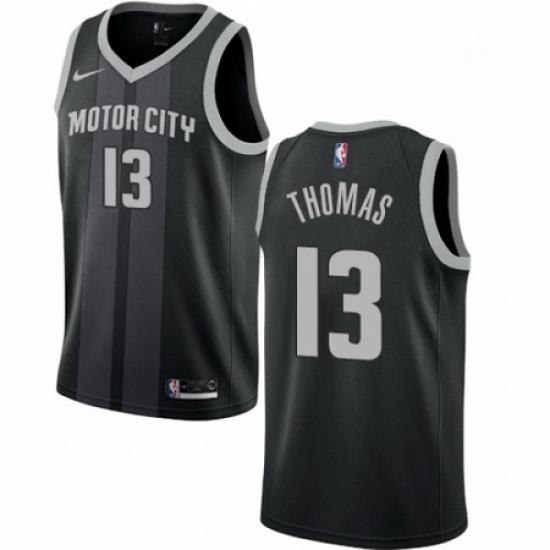 Mens Nike Detroit Pistons 13 Khyri Thomas Swingman Black NBA Jersey City Edition