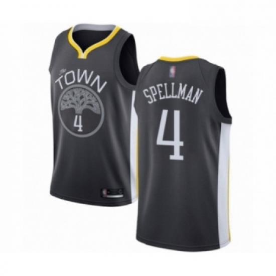 Mens Golden State Warriors 4 Omari Spellman Authentic Black Basketball Jersey Statement Edition