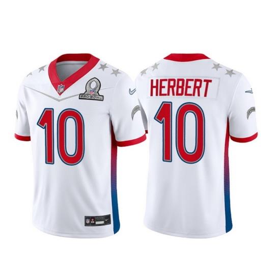 Men 2022 NFL Pro Bowl Los Angeles Chargers #10 Justin Herbert AFC White Jersey