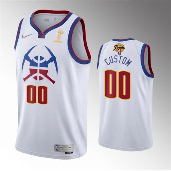 Men Denver Nuggets Active Player Custom White 2023 Finals Earned Edition Stitched Basketball Jersey
